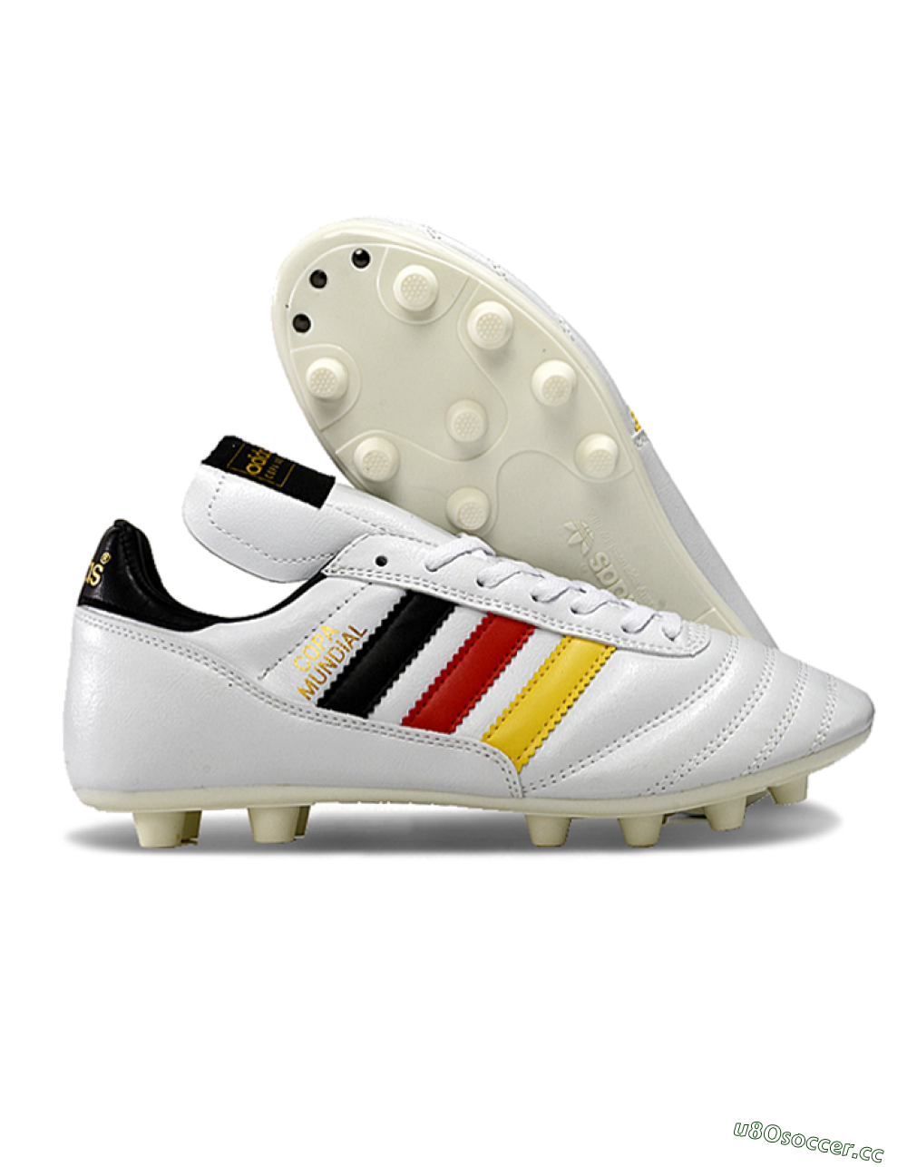 Men's Adidas Mundial Team Astro TF Artificial Turf Low-Tops Football Shoes - White/Black/Red/Yellow 2