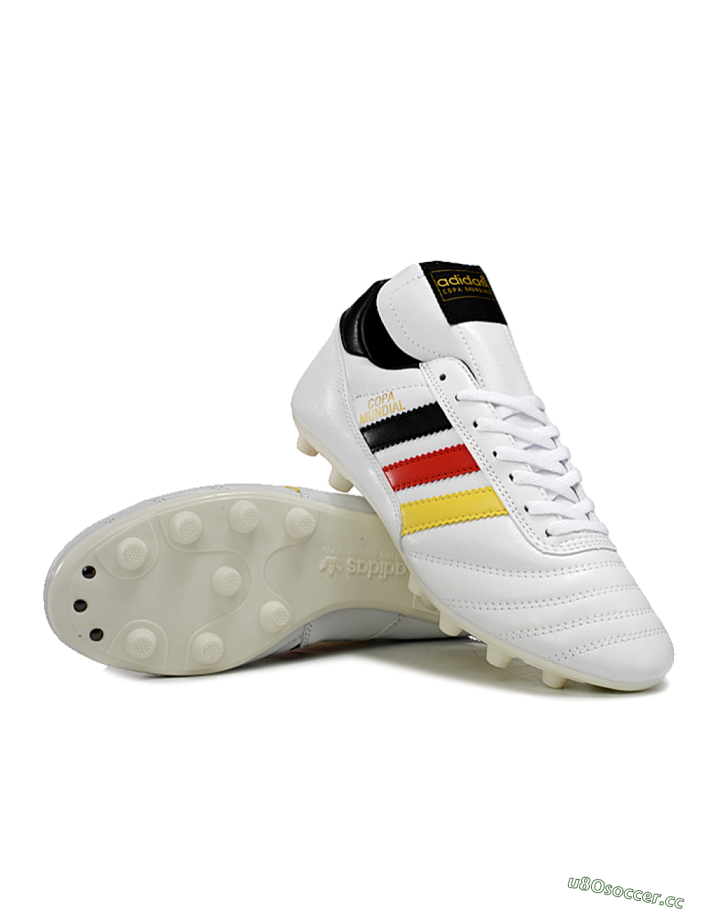 Men's Adidas Mundial Team Astro TF Artificial Turf Low-Tops Football Shoes - White/Black/Red/Yellow 3