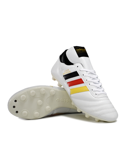 Men's Adidas Mundial Team Astro TF Artificial Turf Low-Tops Football Shoes - White/Black/Red/Yellow