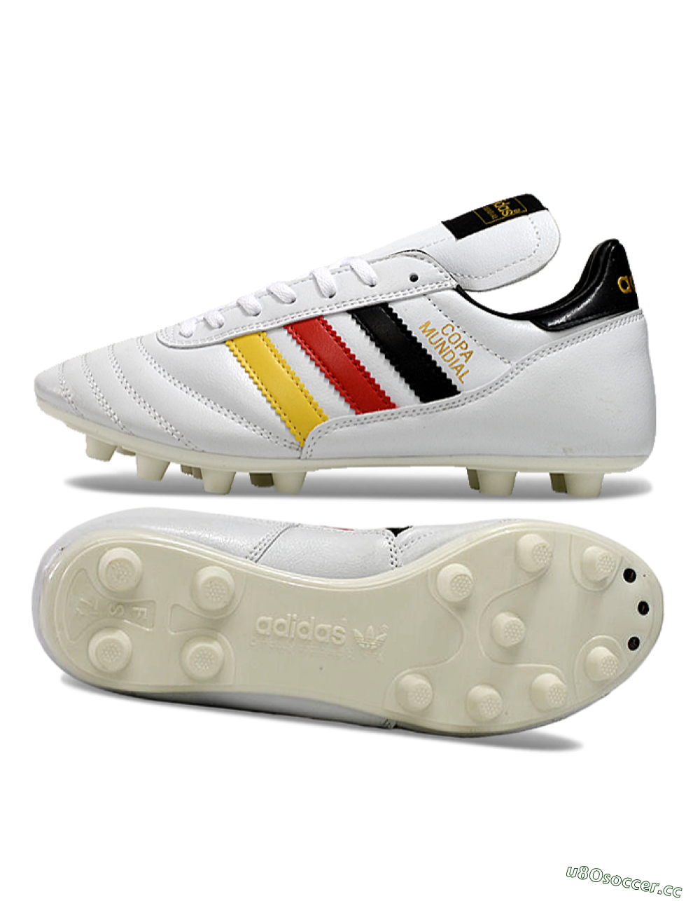 Men's Adidas Mundial Team Astro TF Artificial Turf Low-Tops Football Shoes - White/Black/Red/Yellow 1