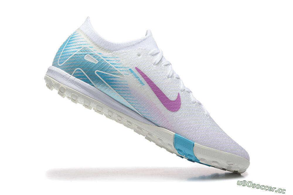 Men's Nike Air Zoom Mercurial Vapor 16 Elite TF Artificial Turf Low-Tops Football Shoes - White/Purple/Blue 7