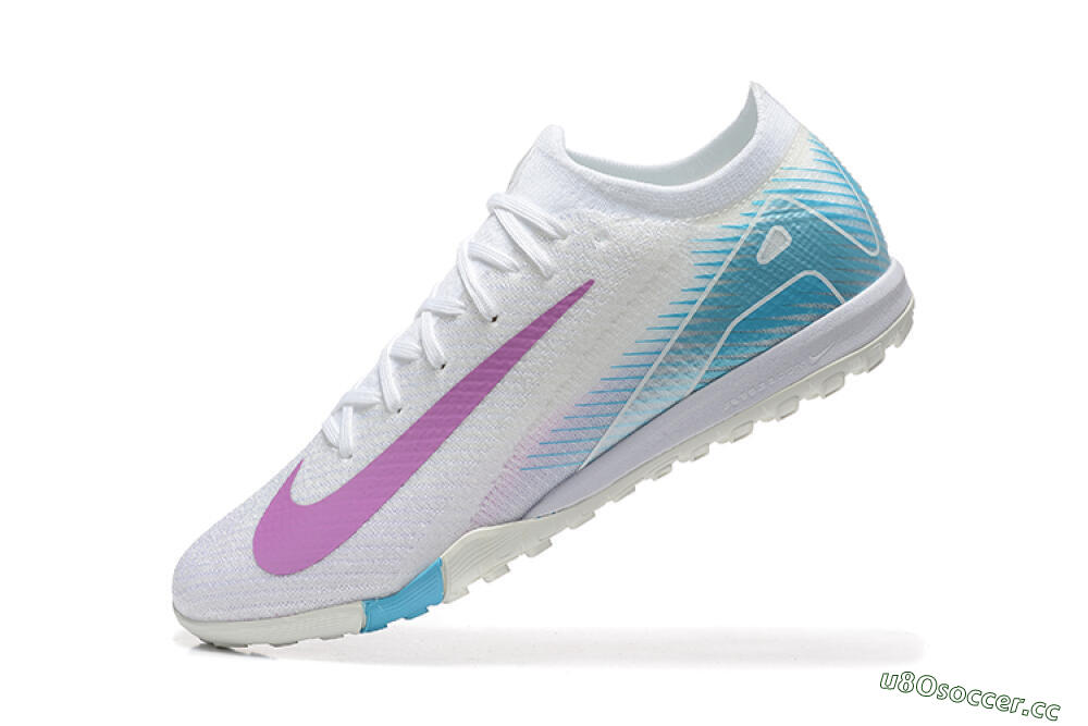 Men's Nike Air Zoom Mercurial Vapor 16 Elite TF Artificial Turf Low-Tops Football Shoes - White/Purple/Blue 8