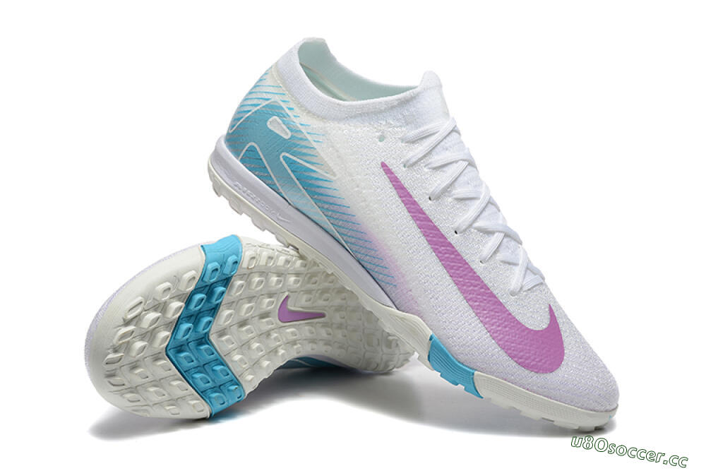 Men's Nike Air Zoom Mercurial Vapor 16 Elite TF Artificial Turf Low-Tops Football Shoes - White/Purple/Blue 4