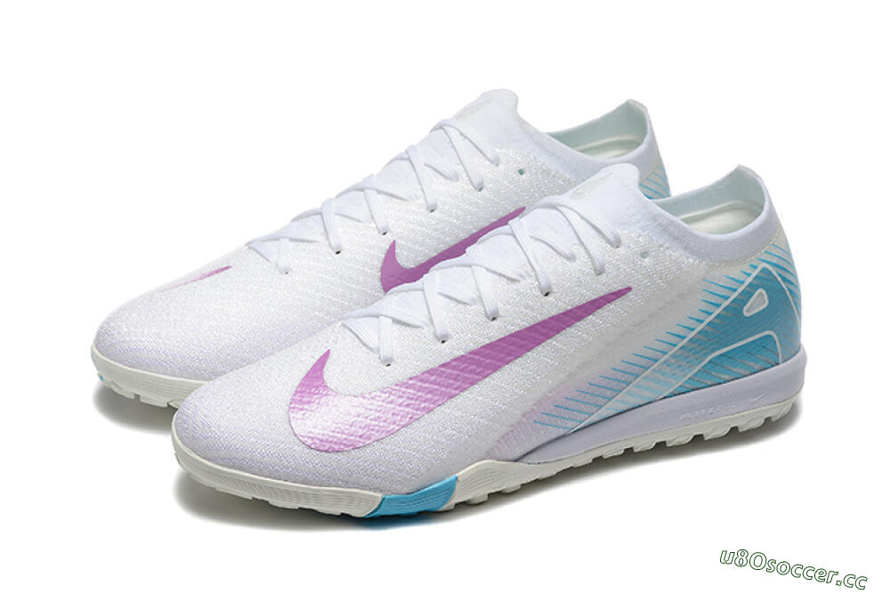 Men's Nike Air Zoom Mercurial Vapor 16 Elite TF Artificial Turf Low-Tops Football Shoes - White/Purple/Blue 5