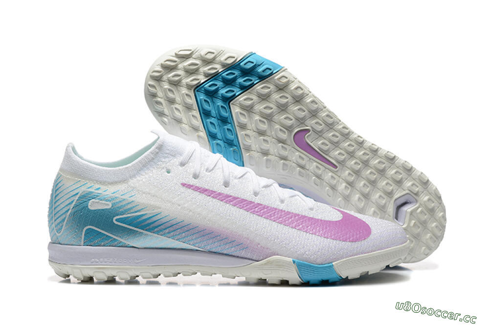 Men's Nike Air Zoom Mercurial Vapor 16 Elite TF Artificial Turf Low-Tops Football Shoes - White/Purple/Blue 2