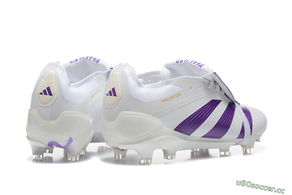 Men's Adidas Predator Accuracy Elite Foldover Tongue FG Firm Ground Low-Tops Football Boots - White/Purple/Gold 9