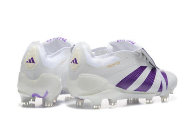 Men's Adidas Predator Accuracy Elite Foldover Tongue FG Firm Ground Low-Tops Football Boots - White/Purple/Gold