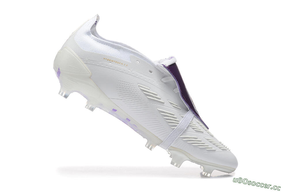 Men's Adidas Predator Accuracy Elite Foldover Tongue FG Firm Ground Low-Tops Football Boots - White/Purple/Gold 7