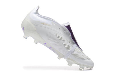 Men's Adidas Predator Accuracy Elite Foldover Tongue FG Firm Ground Low-Tops Football Boots - White/Purple/Gold