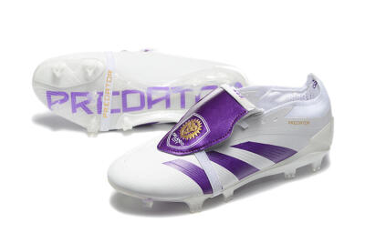 Men's Adidas Predator Accuracy Elite Foldover Tongue FG Firm Ground Low-Tops Football Boots - White/Purple/Gold