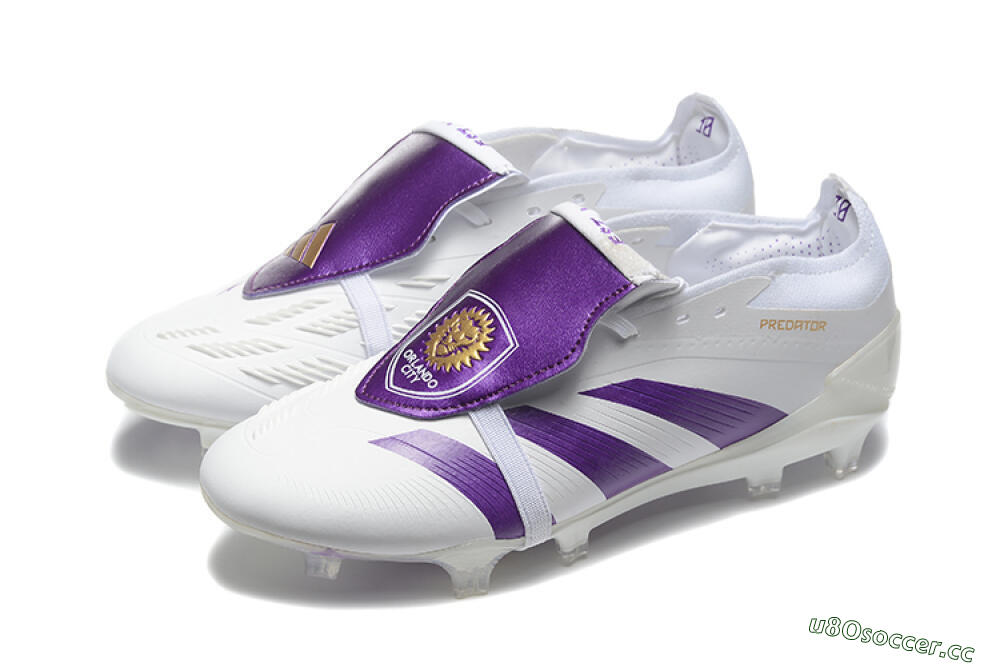 Men's Adidas Predator Accuracy Elite Foldover Tongue FG Firm Ground Low-Tops Football Boots - White/Purple/Gold 5