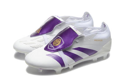 Men's Adidas Predator Accuracy Elite Foldover Tongue FG Firm Ground Low-Tops Football Boots - White/Purple/Gold