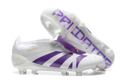 Men's Adidas Predator Accuracy Elite Foldover Tongue FG Firm Ground Low-Tops Football Boots - White/Purple/Gold
