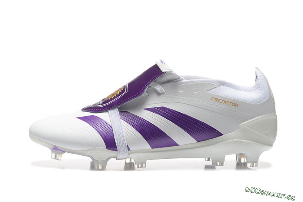 Men's Adidas Predator Accuracy Elite Foldover Tongue FG Firm Ground Low-Tops Football Boots - White/Purple/Gold 0