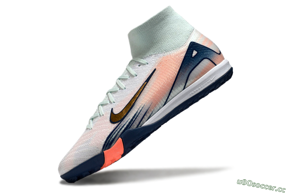 Unisex Nike Air Zoom Mercurial Superfly 10 Elite TF Artificial Turf High-Tops Football Shoes - Jade/Gold/Pink 6