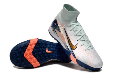 Unisex Nike Air Zoom Mercurial Superfly 10 Elite TF Artificial Turf High-Tops Football Shoes - Jade/Gold/Pink