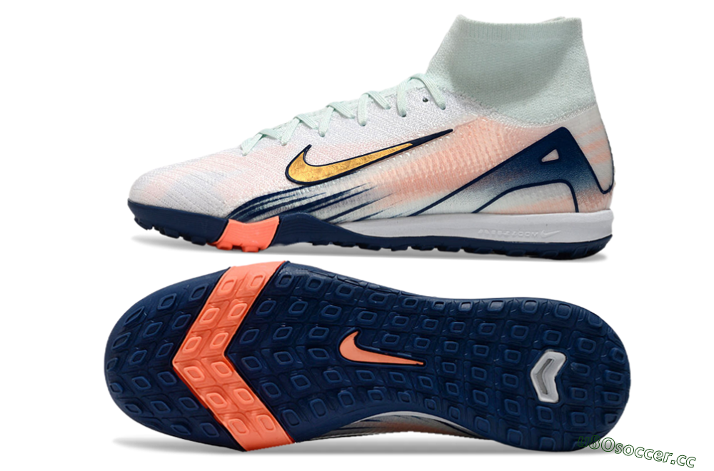 Unisex Nike Air Zoom Mercurial Superfly 10 Elite TF Artificial Turf High-Tops Football Shoes - Jade/Gold/Pink 1