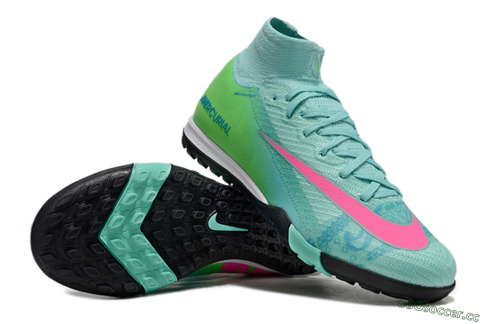 Unisex Nike Air Zoom Mercurial Superfly 10 Elite TF Artificial Turf High-Tops Football Shoes - Jade/Pink/Black 1