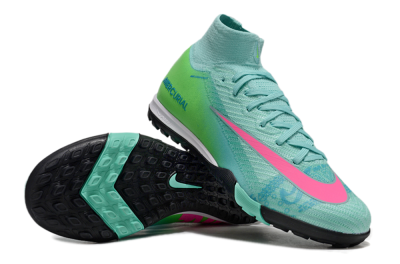 Unisex Nike Air Zoom Mercurial Superfly 10 Elite TF Artificial Turf High-Tops Football Shoes - Jade/Pink/Black