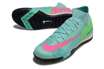 Unisex Nike Air Zoom Mercurial Superfly 10 Elite TF Artificial Turf High-Tops Football Shoes - Jade/Pink/Black