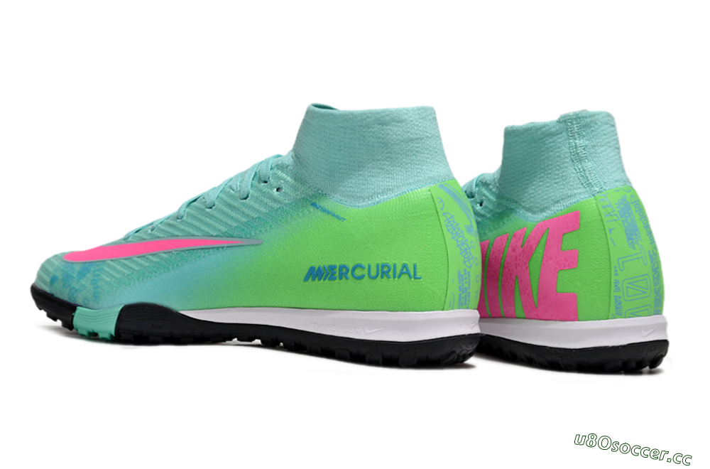 Unisex Nike Air Zoom Mercurial Superfly 10 Elite TF Artificial Turf High-Tops Football Shoes - Jade/Pink/Black 4