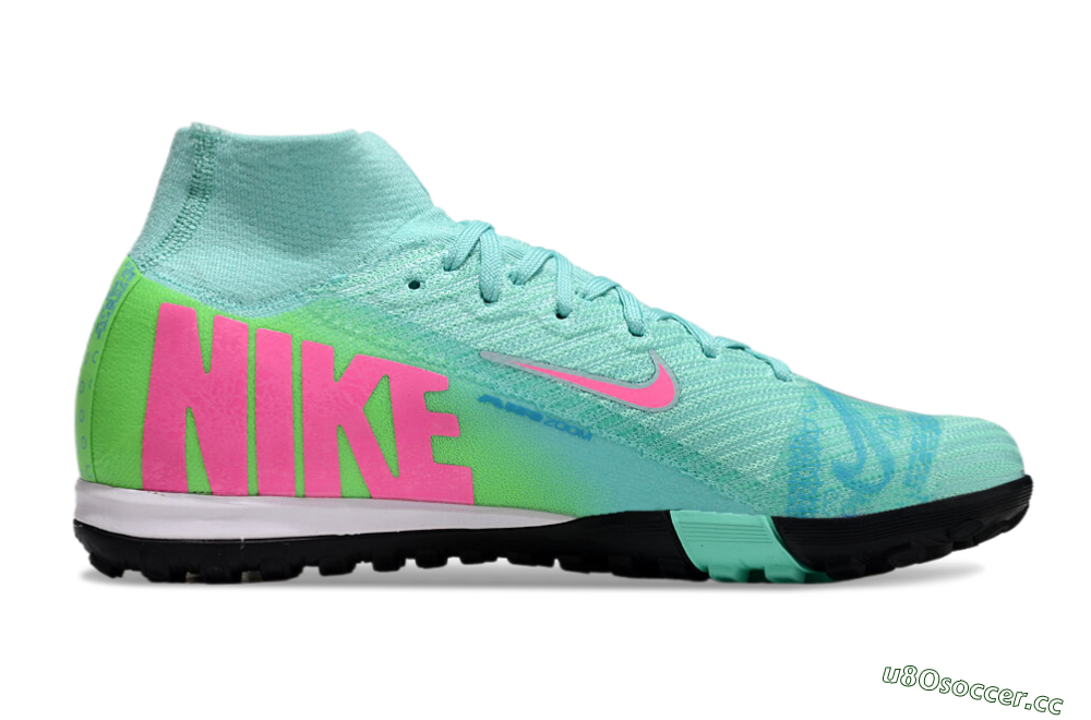 Unisex Nike Air Zoom Mercurial Superfly 10 Elite TF Artificial Turf High-Tops Football Shoes - Jade/Pink/Black 5