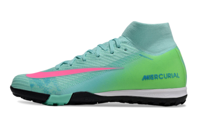 Unisex Nike Air Zoom Mercurial Superfly 10 Elite TF Artificial Turf High-Tops Football Shoes - Jade/Pink/Black