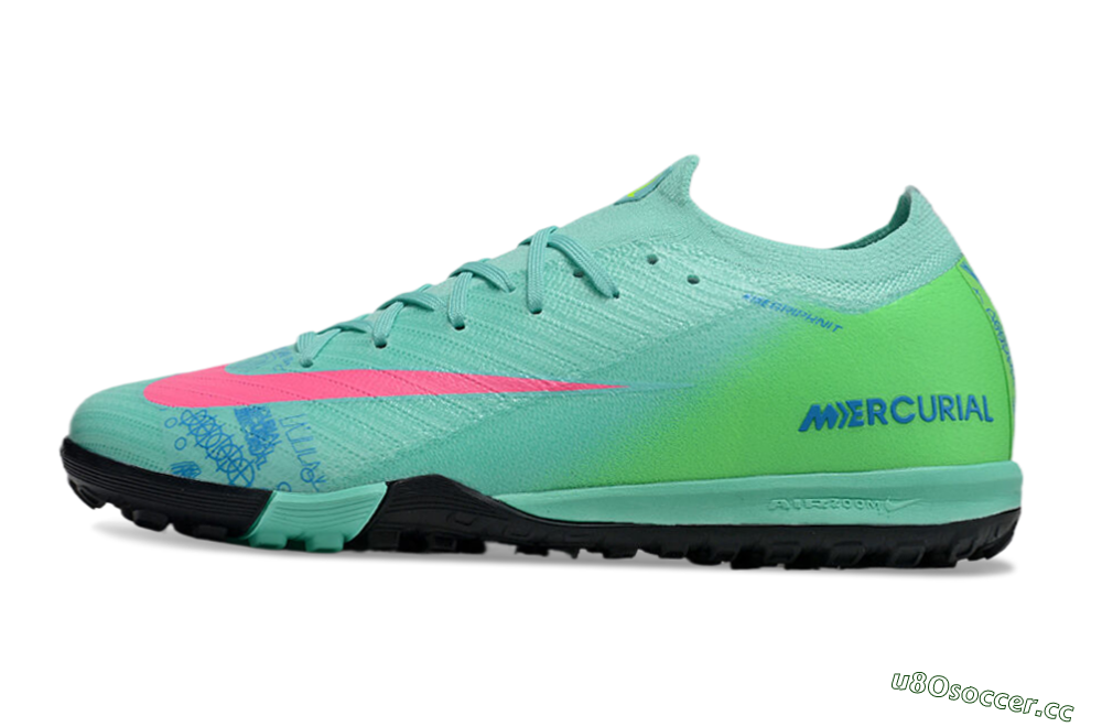 Unisex Nike Air Zoom Mercurial Vapor 16 Elite TF Artificial Turf Low-Tops Football Shoes - Jade/Pink/Blue 0
