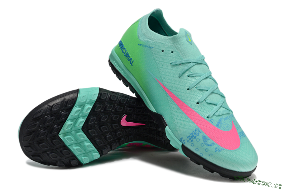 Unisex Nike Air Zoom Mercurial Vapor 16 Elite TF Artificial Turf Low-Tops Football Shoes - Jade/Pink/Blue 3