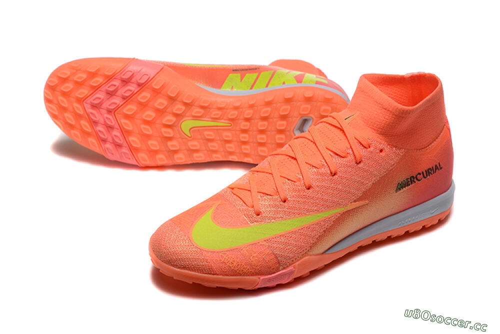 Men's Nike Air Zoom Mercurial Superfly 10 Elite TF Artificial Turf High-Tops Football Shoes - Red/Yellow/White 3