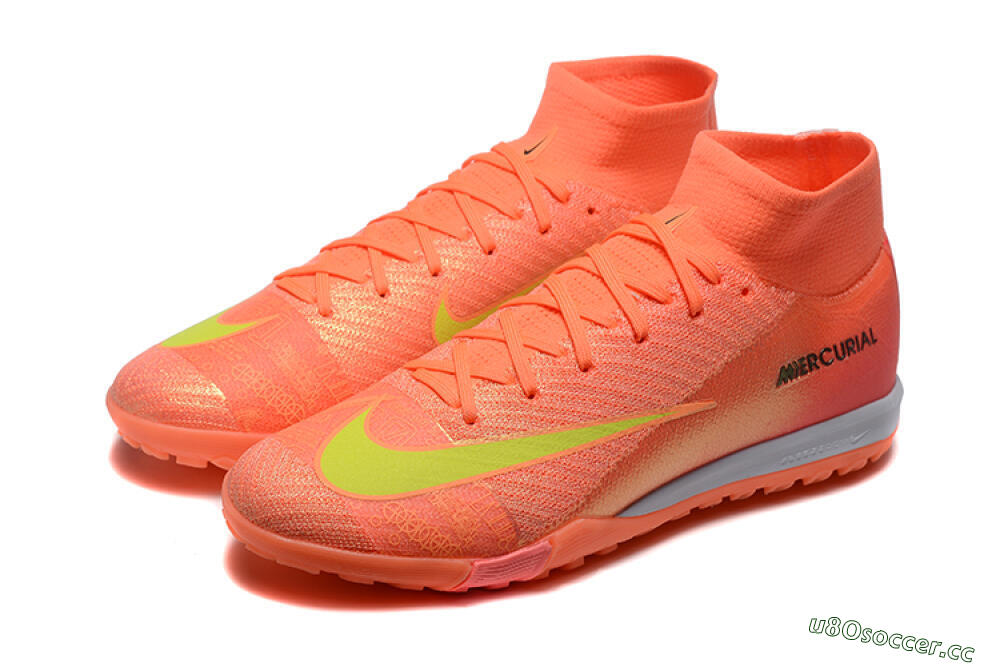 Men's Nike Air Zoom Mercurial Superfly 10 Elite TF Artificial Turf High-Tops Football Shoes - Red/Yellow/White 5