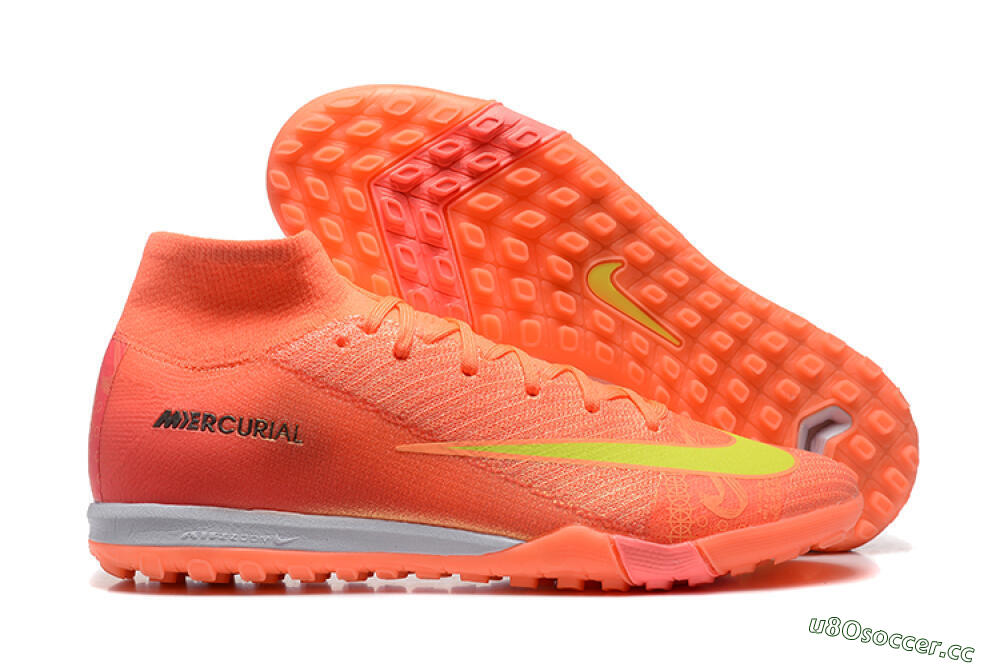 Men's Nike Air Zoom Mercurial Superfly 10 Elite TF Artificial Turf High-Tops Football Shoes - Red/Yellow/White 2