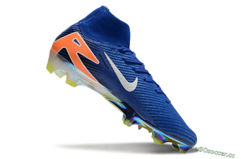 Unisex Nike Air Zoom Mercurial Superfly 10 Elite FG Firm Ground High-Tops Football Boots - Blue/White/Orange/Gold 4