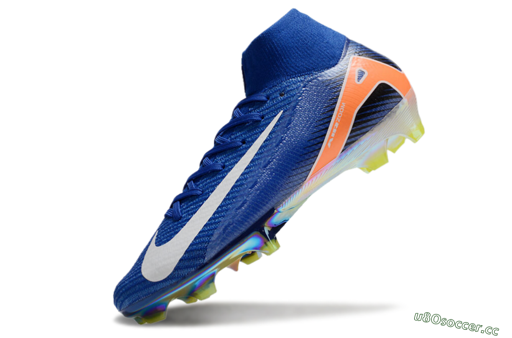 Unisex Nike Air Zoom Mercurial Superfly 10 Elite FG Firm Ground High-Tops Football Boots - Blue/White/Orange/Gold 5