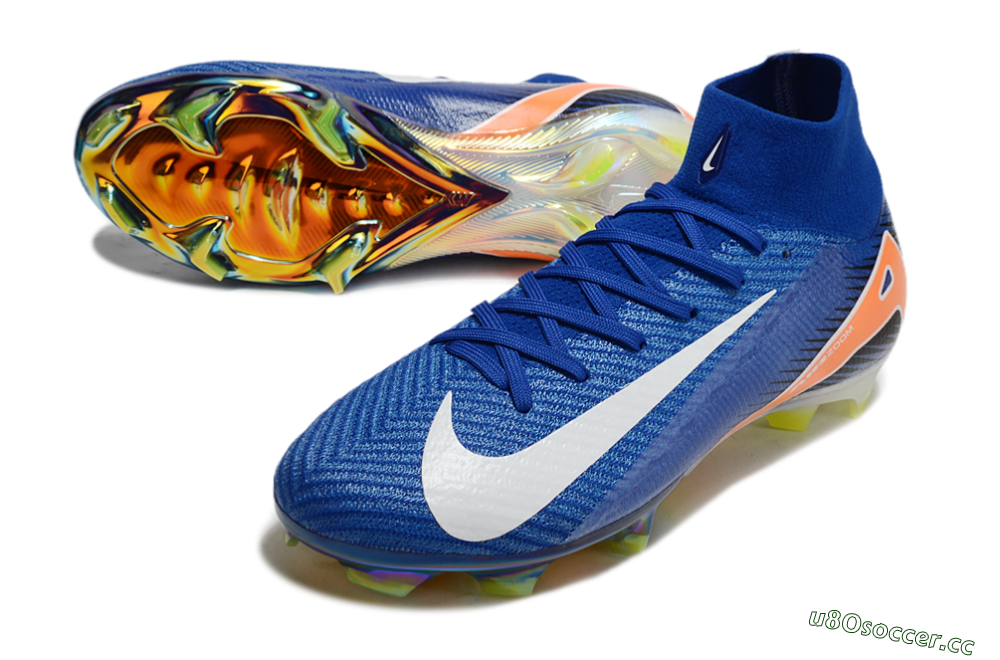 Unisex Nike Air Zoom Mercurial Superfly 10 Elite FG Firm Ground High-Tops Football Boots - Blue/White/Orange/Gold 3