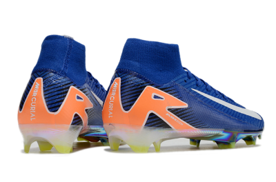 Unisex Nike Air Zoom Mercurial Superfly 10 Elite FG Firm Ground High-Tops Football Boots - Blue/White/Orange/Gold