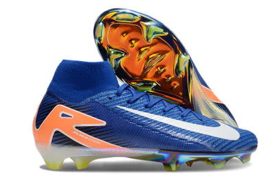 Unisex Nike Air Zoom Mercurial Superfly 10 Elite FG Firm Ground High-Tops Football Boots - Blue/White/Orange/Gold