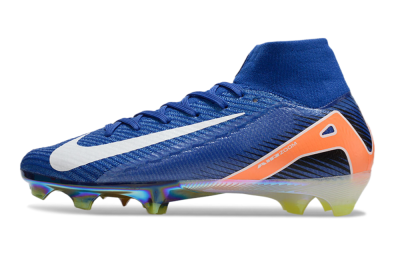Unisex Nike Air Zoom Mercurial Superfly 10 Elite FG Firm Ground High-Tops Football Boots - Blue/White/Orange/Gold