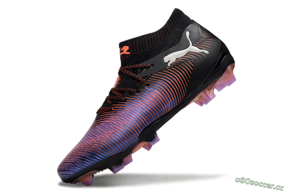 Men's Puma Future 8 Ultimate FG Firm Ground Low-Tops Football Boots - Black/Purple/Red 5