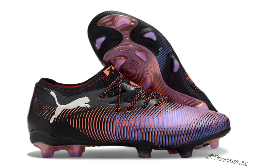 Men's Puma Future 8 Ultimate FG Firm Ground Low-Tops Football Boots - Black/Purple/Red 2