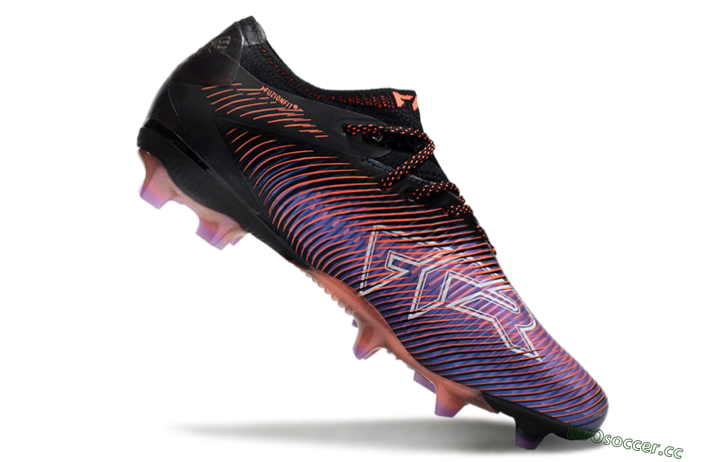 Men's Puma Future 8 Ultimate FG Firm Ground Low-Tops Football Boots - Black/Purple/Red 4