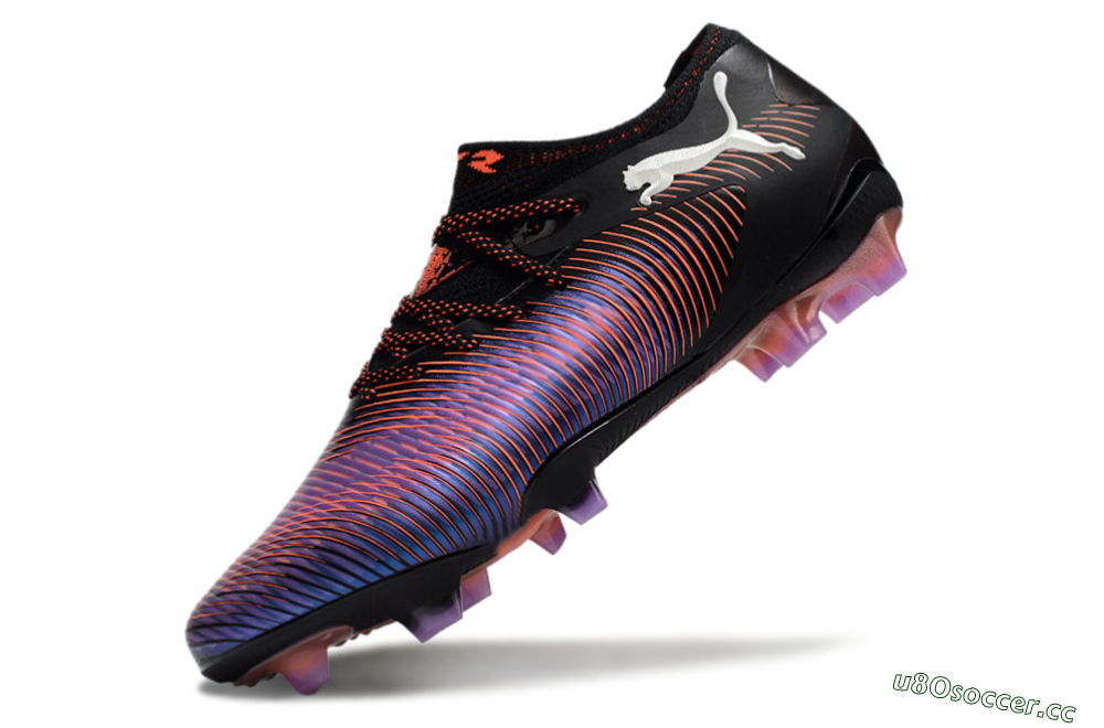 Men's Puma Future 8 Ultimate FG Firm Ground Low-Tops Football Boots - Black/Purple/Red 5