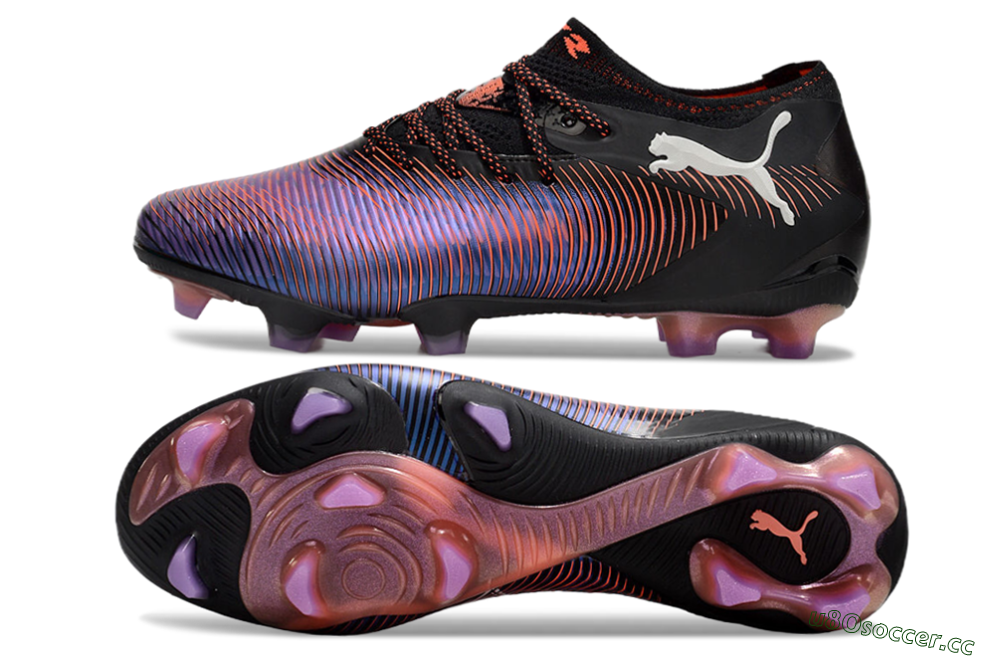 Men's Puma Future 8 Ultimate FG Firm Ground Low-Tops Football Boots - Black/Purple/Red 1