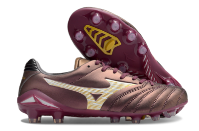 Men's Mizuno Morelia Neo 4 FG Firm Ground Low-Tops Football Boots - Red/White/Gold