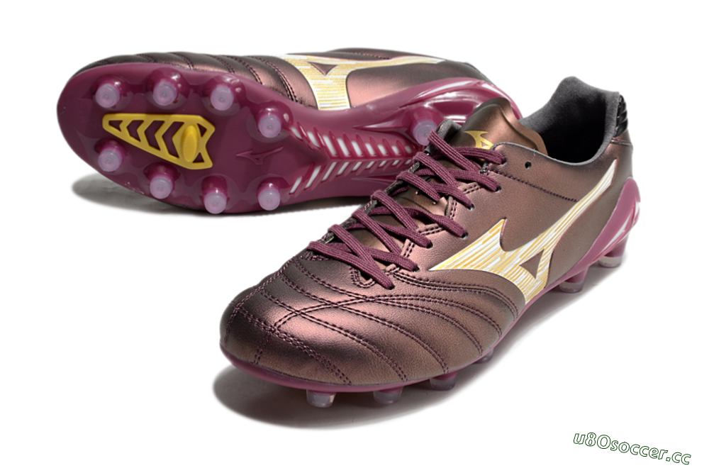 Men's Mizuno Morelia Neo 4 FG Firm Ground Low-Tops Football Boots - Red/White/Gold 3