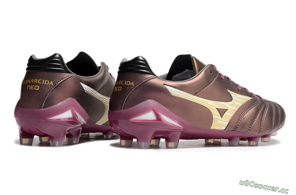 Men's Mizuno Morelia Neo 4 FG Firm Ground Low-Tops Football Boots - Red/White/Gold 6
