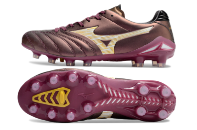 Men's Mizuno Morelia Neo 4 FG Firm Ground Low-Tops Football Boots - Red/White/Gold