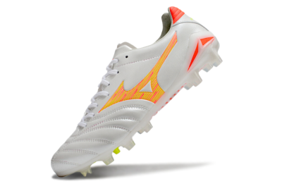 Men's Mizuno Morelia Neo 4 FG Firm Ground Low-Tops Football Boots - White/Red/Yellow