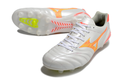 Men's Mizuno Morelia Neo 4 FG Firm Ground Low-Tops Football Boots - White/Red/Yellow
