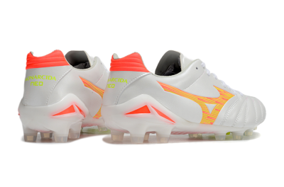 Men's Mizuno Morelia Neo 4 FG Firm Ground Low-Tops Football Boots - White/Red/Yellow